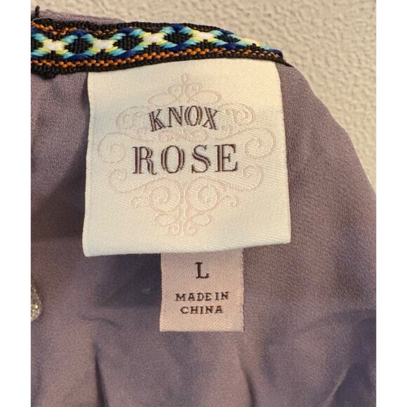 Knox Rose Lavender Eyelet Sleeveless Dress Size Large V-Neck Ruffle Trim Boho - Picture 5 of 7